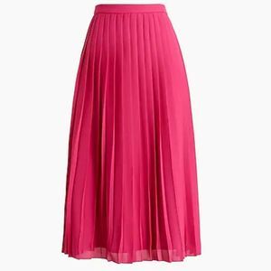 New J. Crew Long pleated midi skirt Fuchsia
